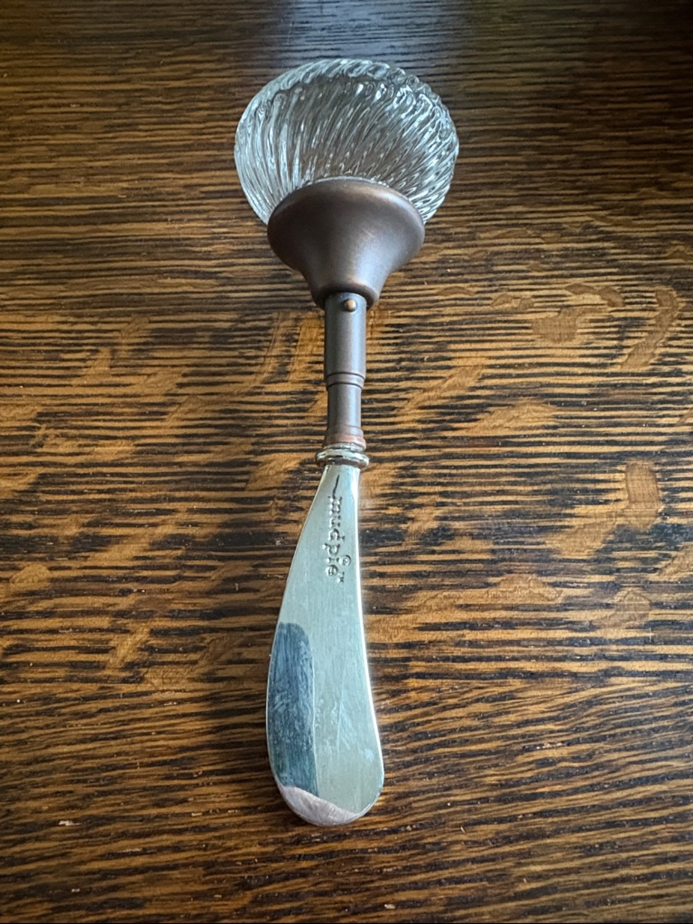 Vintage-style Glass Topped Spreading Knife – Brown Handle